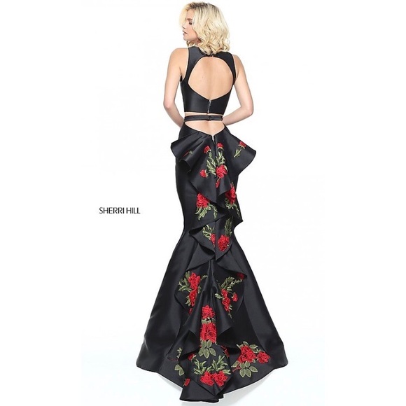 Sherri Hill Mermaid Style Two Piece Prom Dress - Picture 4 of 7